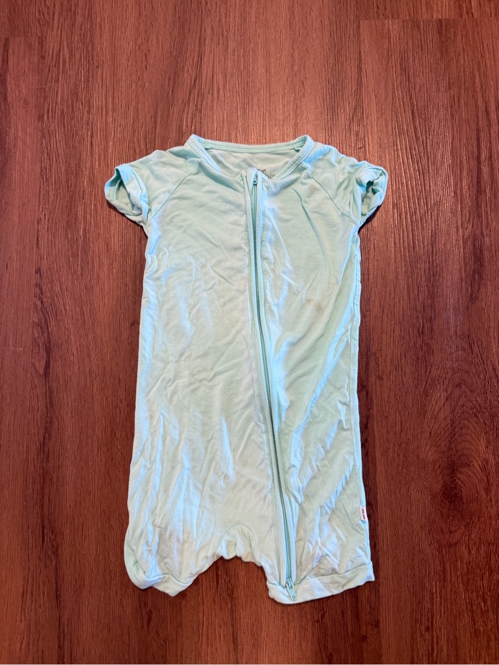 Kids Short-Sleeve Zip Front Swim Suit in Light Mint